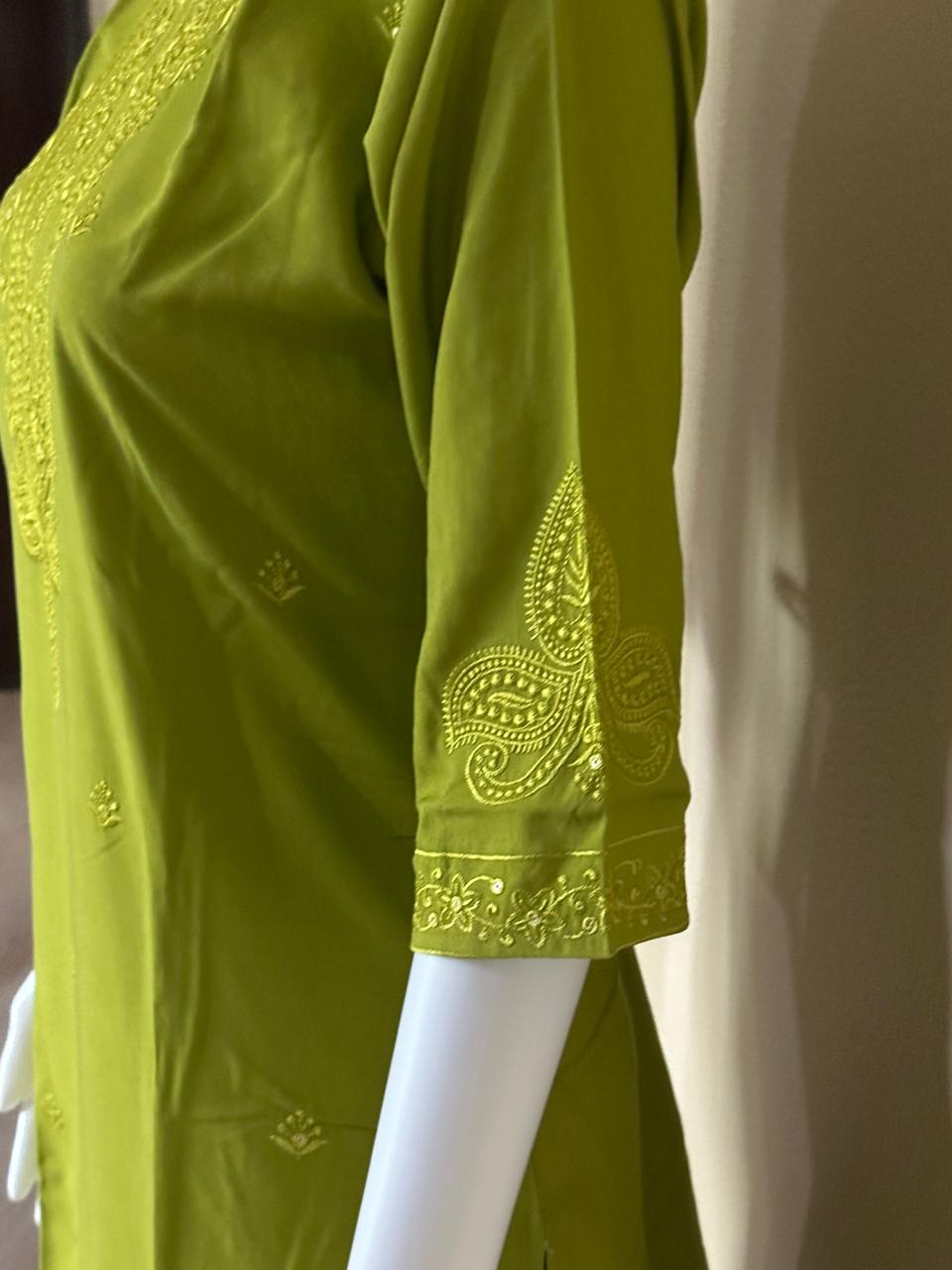Mehdi Green Rayon Embroidered Co-Ord Set