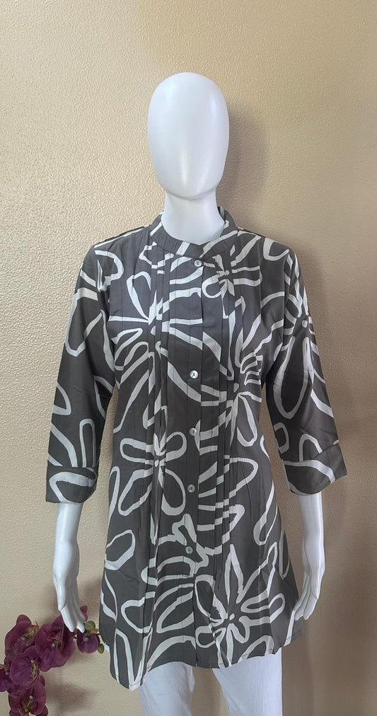 Short beautiful grey Rayon pleated Kurti