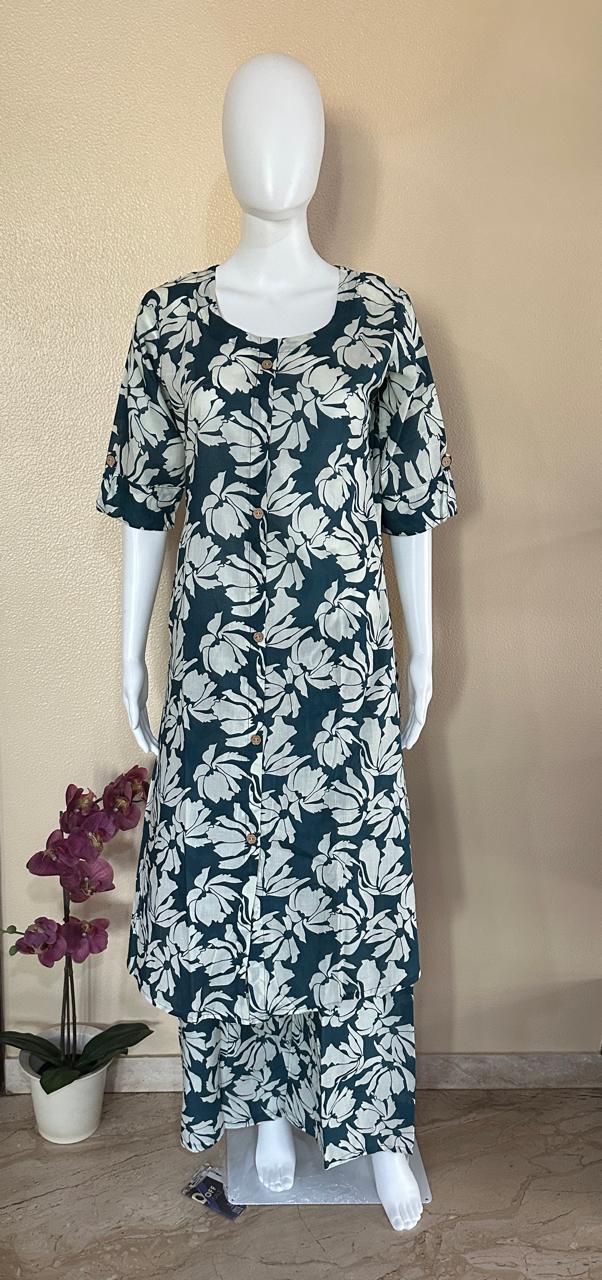 Contemporary Cotton Blue Kurta Pant