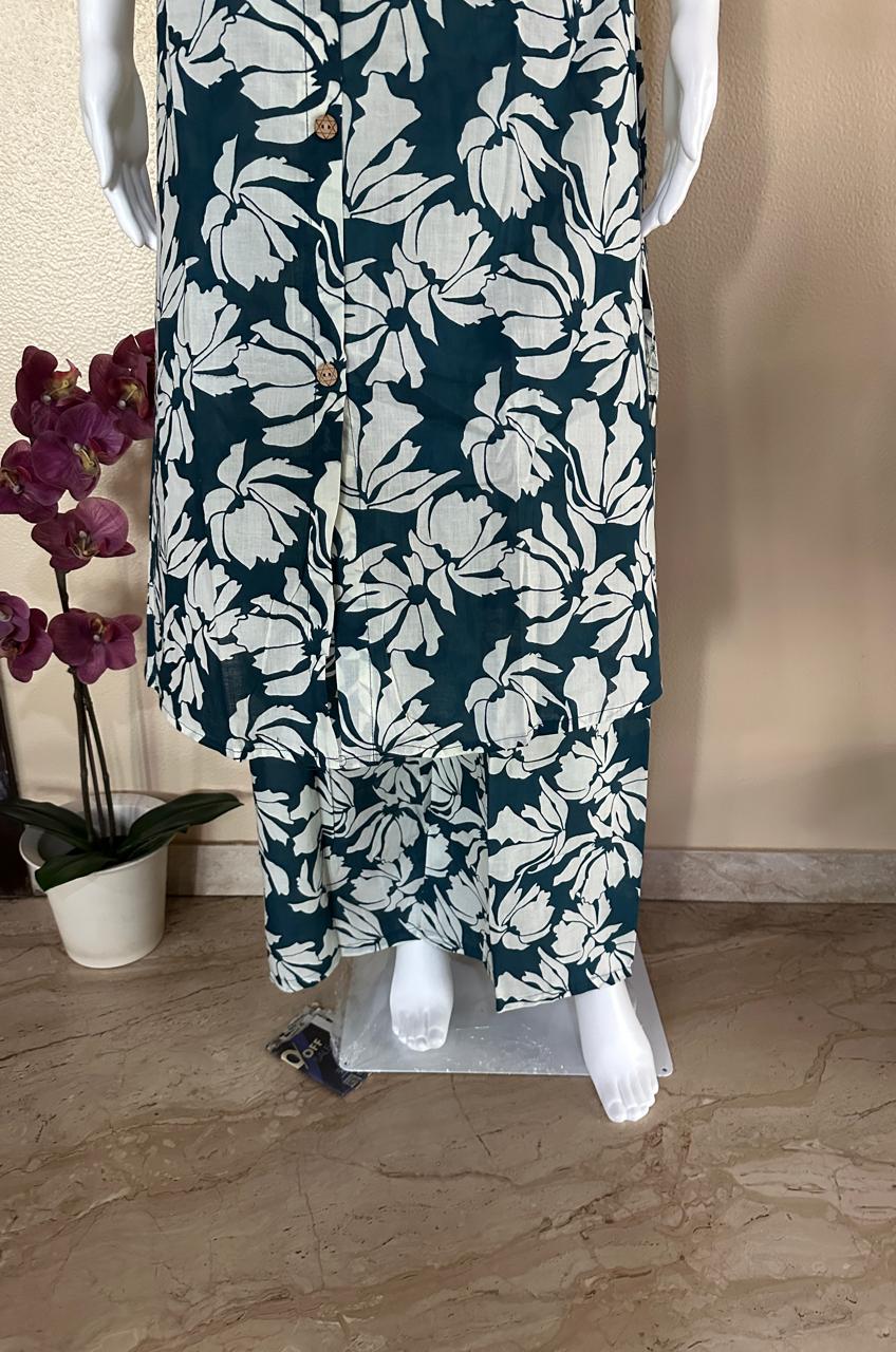 Contemporary Cotton Blue Kurta Pant