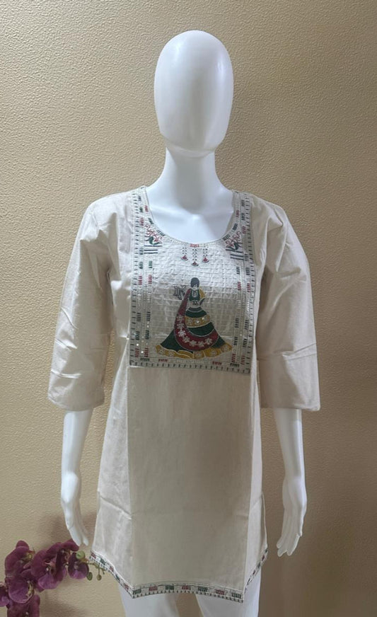 Short Khaadi embroidered Cotton Kurti