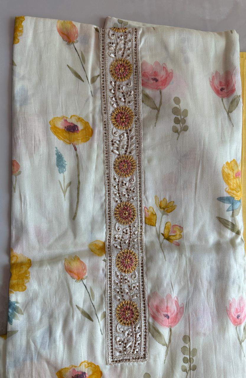 Cotton Rayon Suit Dress material with tassels on dupatta