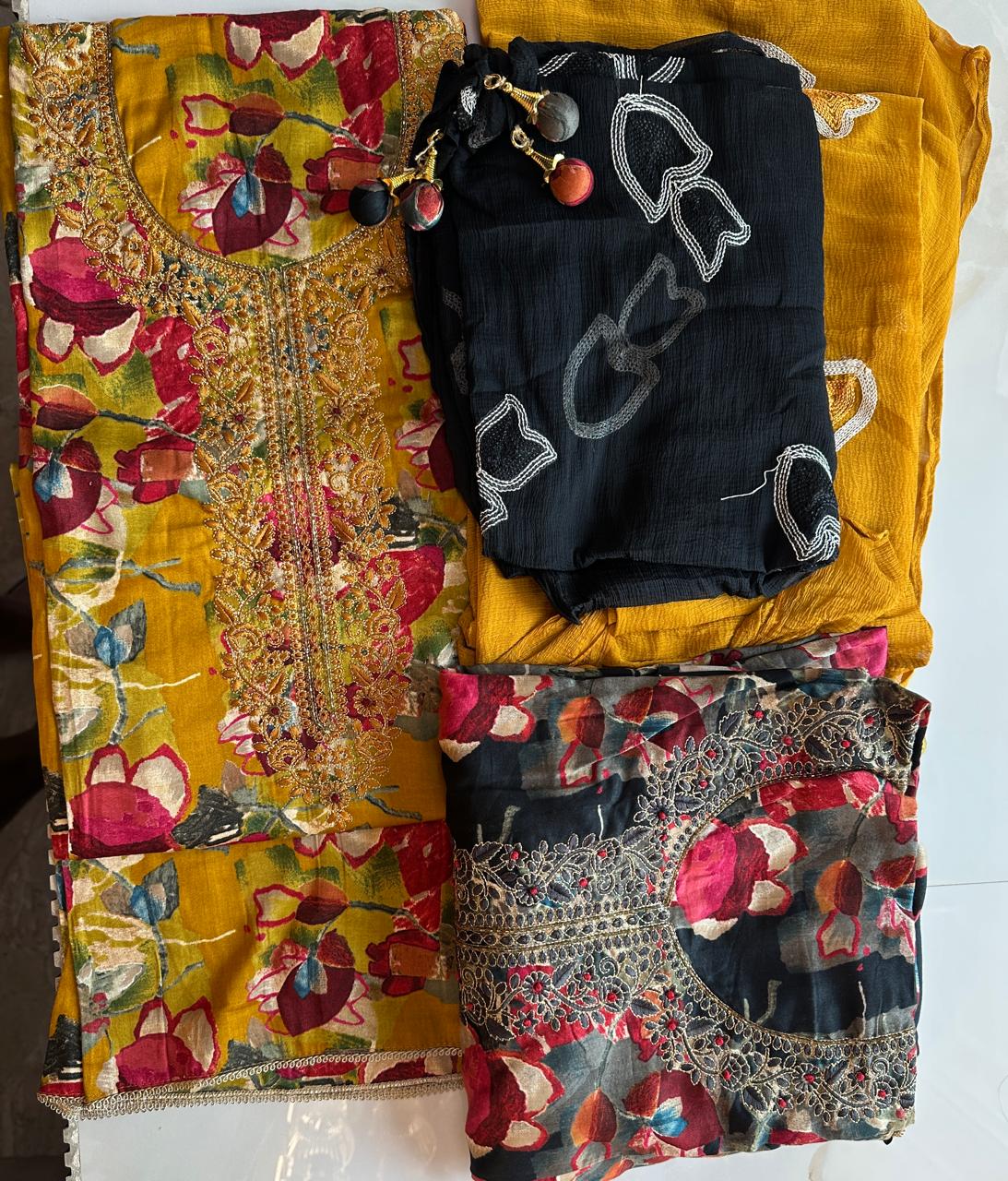 Cotton Suit embroidered with Dupatta work (2 colurs)