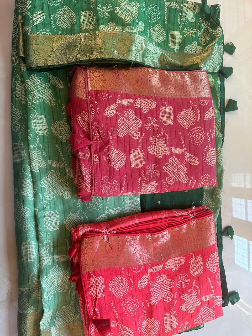 Dolla Silk double shade saree with Jari Patta border (3 color options)