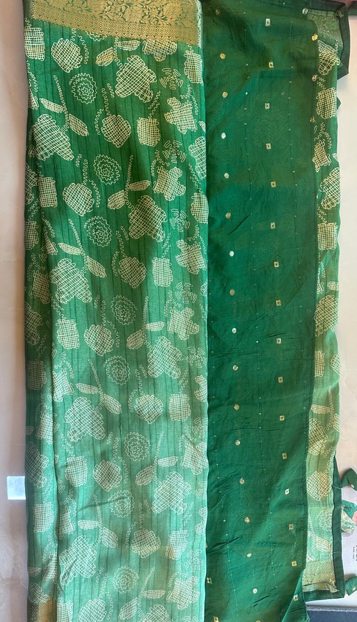 Dolla Silk double shade saree with Jari Patta border (3 color options)
