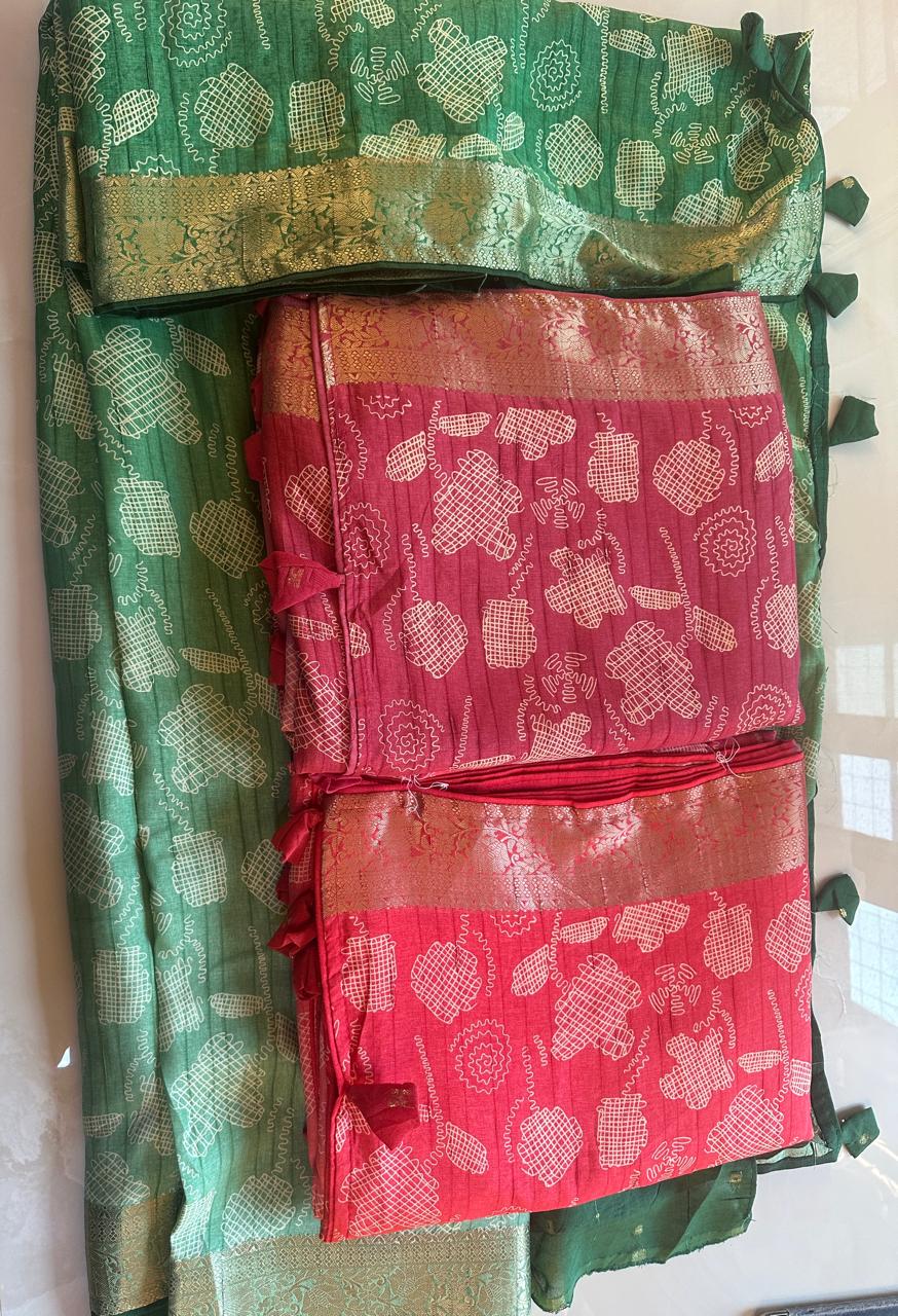 Dolla Silk double shade saree with Jari Patta border (3 color options)