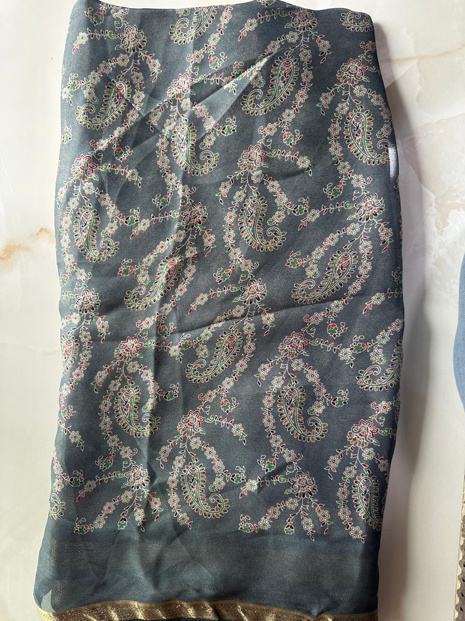 Chiffon grey saree