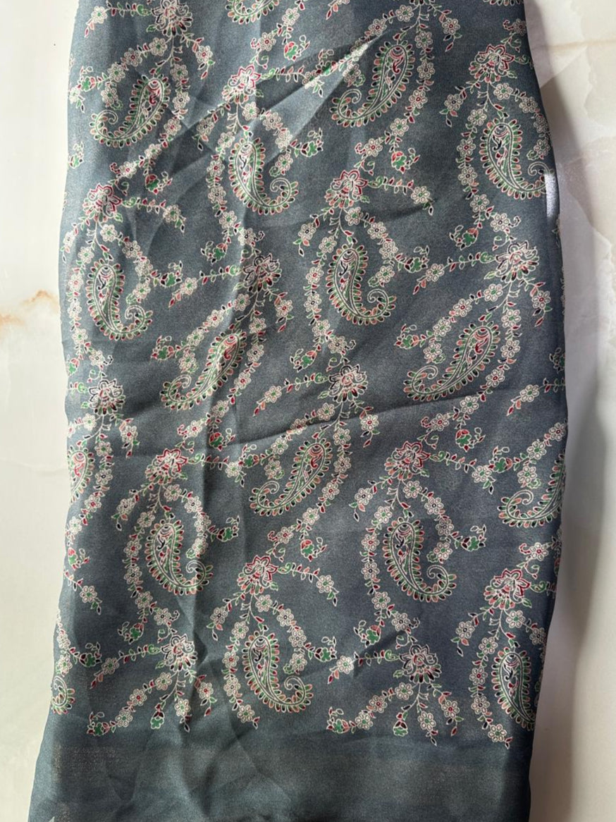 Chiffon grey saree