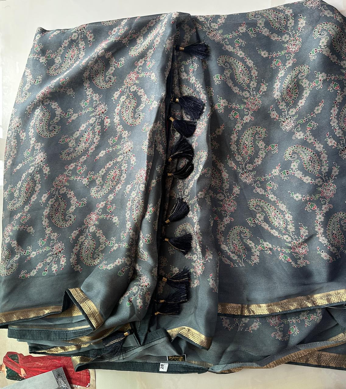 Chiffon grey saree