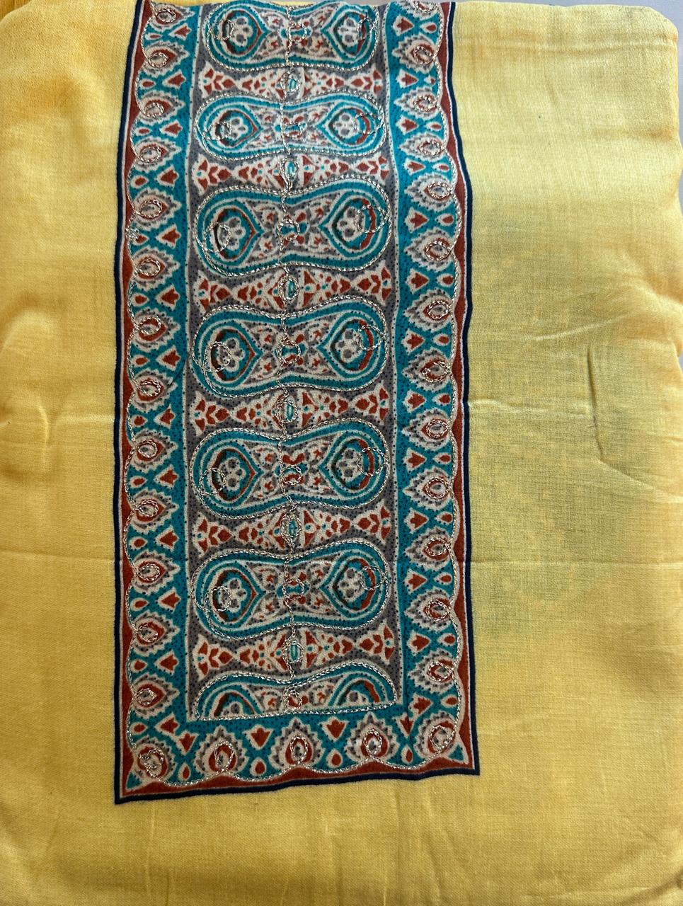 SRIVALLI Collection- Rich cotton dress material with thread embroidered dupatta