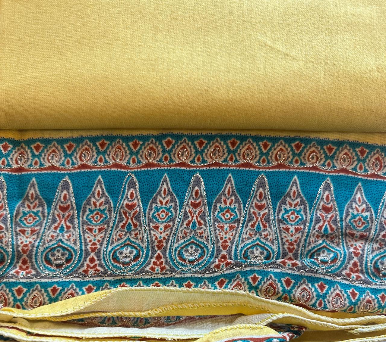 SRIVALLI Collection- Rich cotton dress material with thread embroidered dupatta