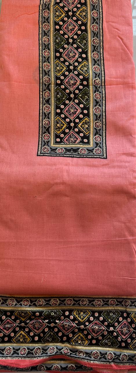 SRIVALLI Collection - Rich cotton dress material with thread embroidered dupatta