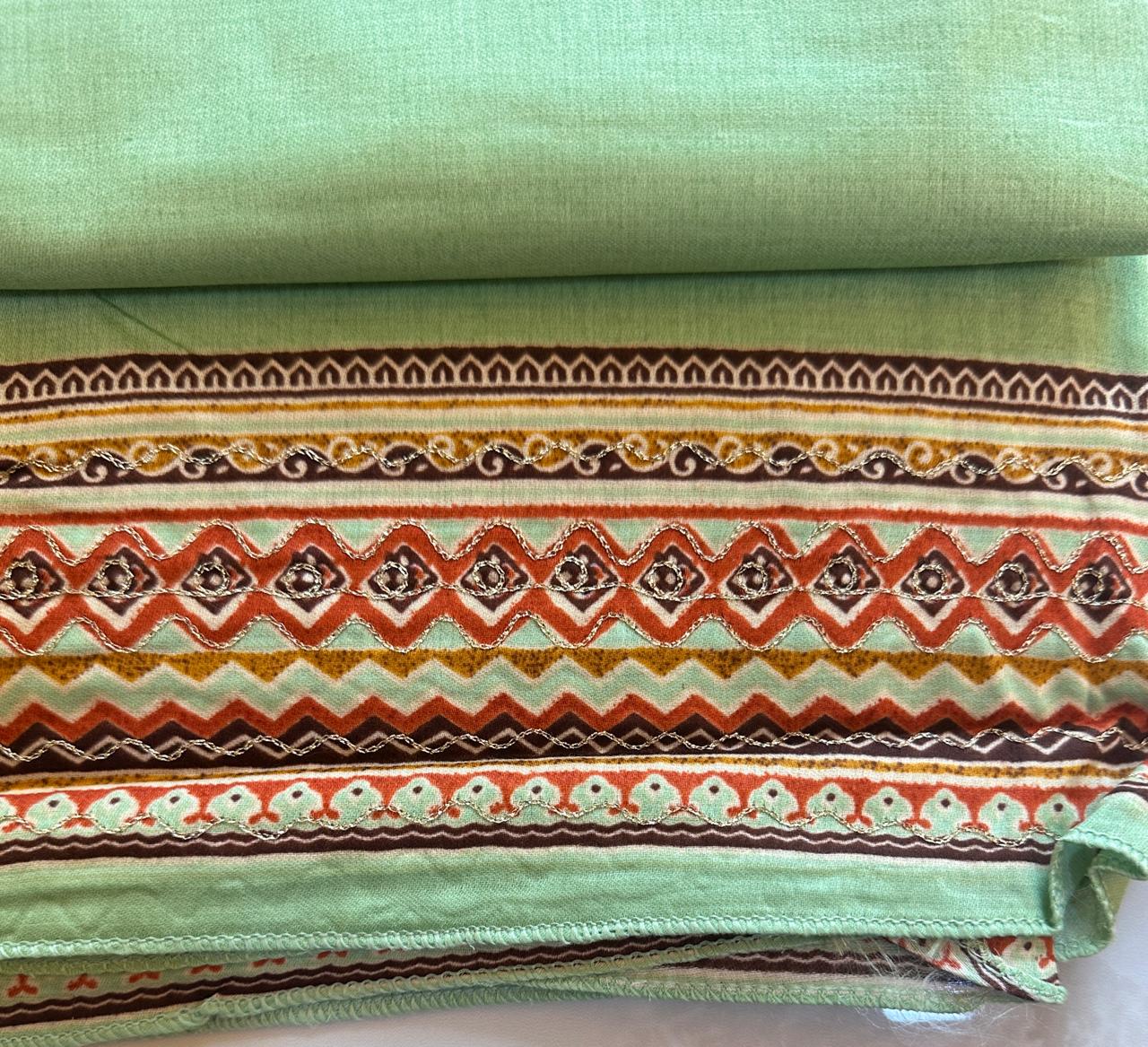 SRIVALLI Collection - Rich cotton dress material with thread embroidered dupatta