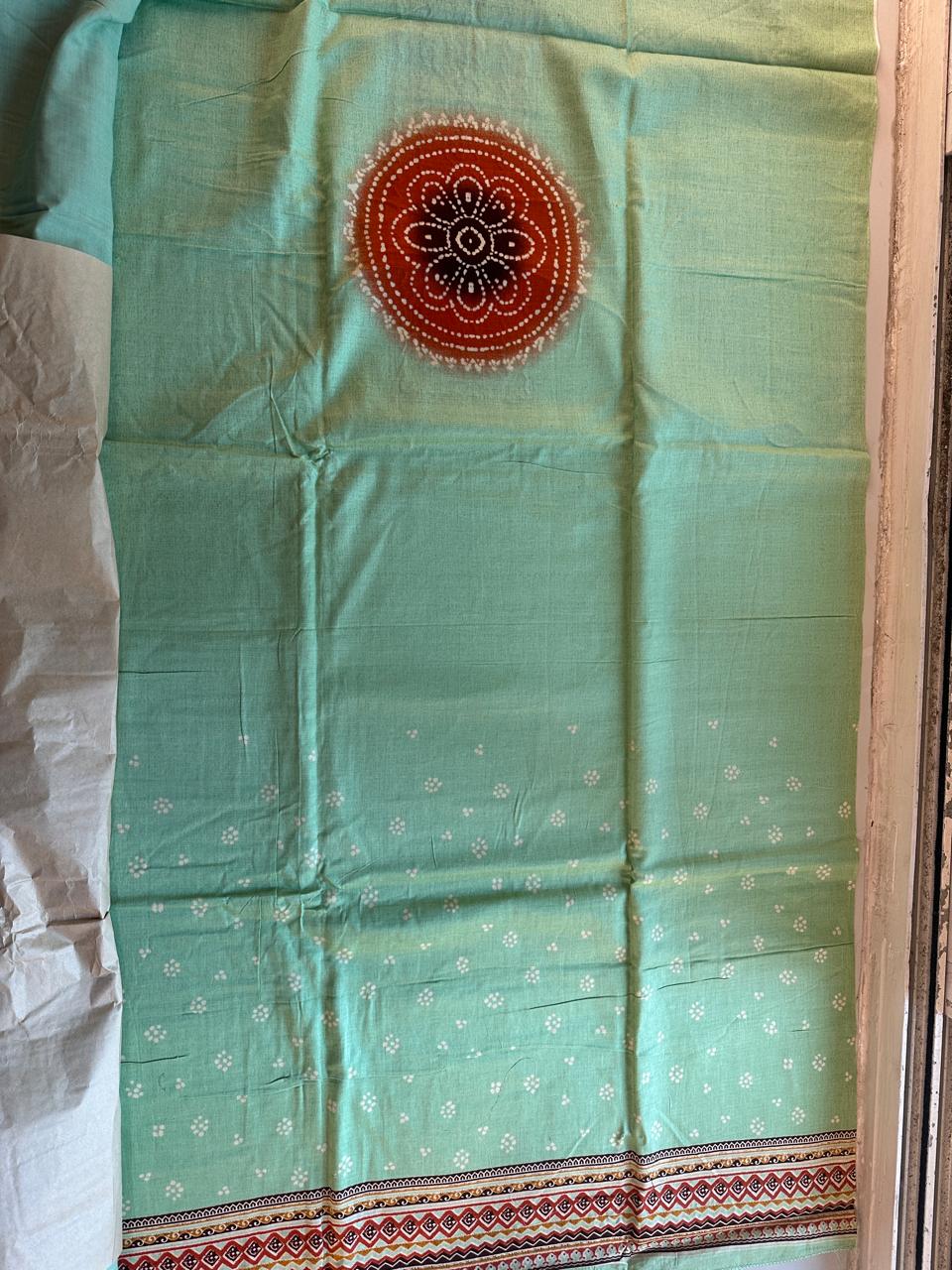 SRIVALLI Collection - Rich cotton dress material with thread embroidered dupatta