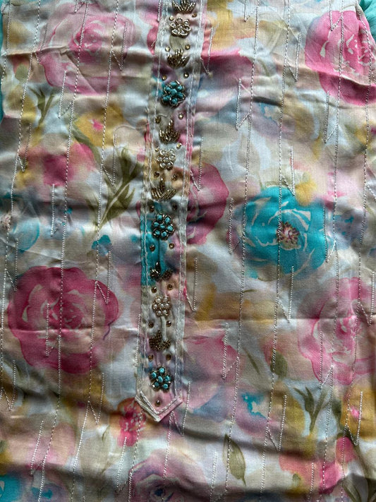 Soft cotton Dress material with blue dupatta