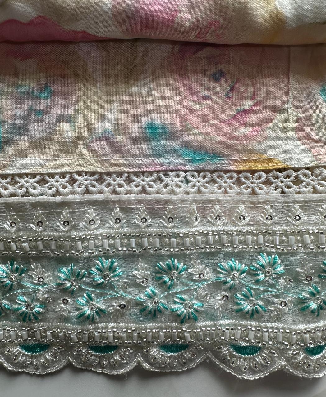 Soft cotton with heavy embroidered Dress material with dupatta - Blue