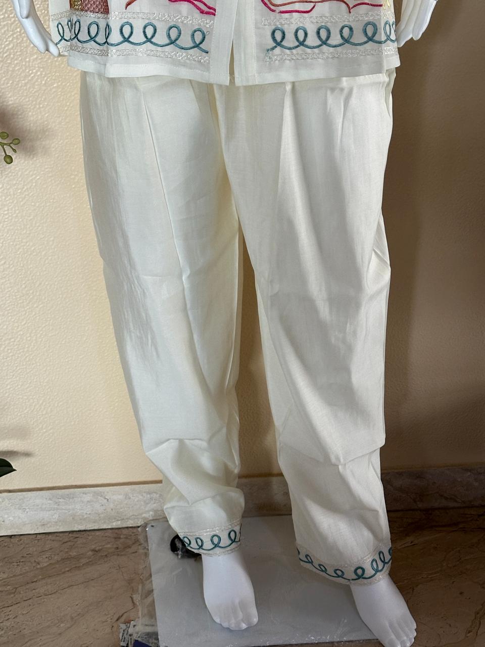 Khadi cotton co-ord set with beautiful embroidery