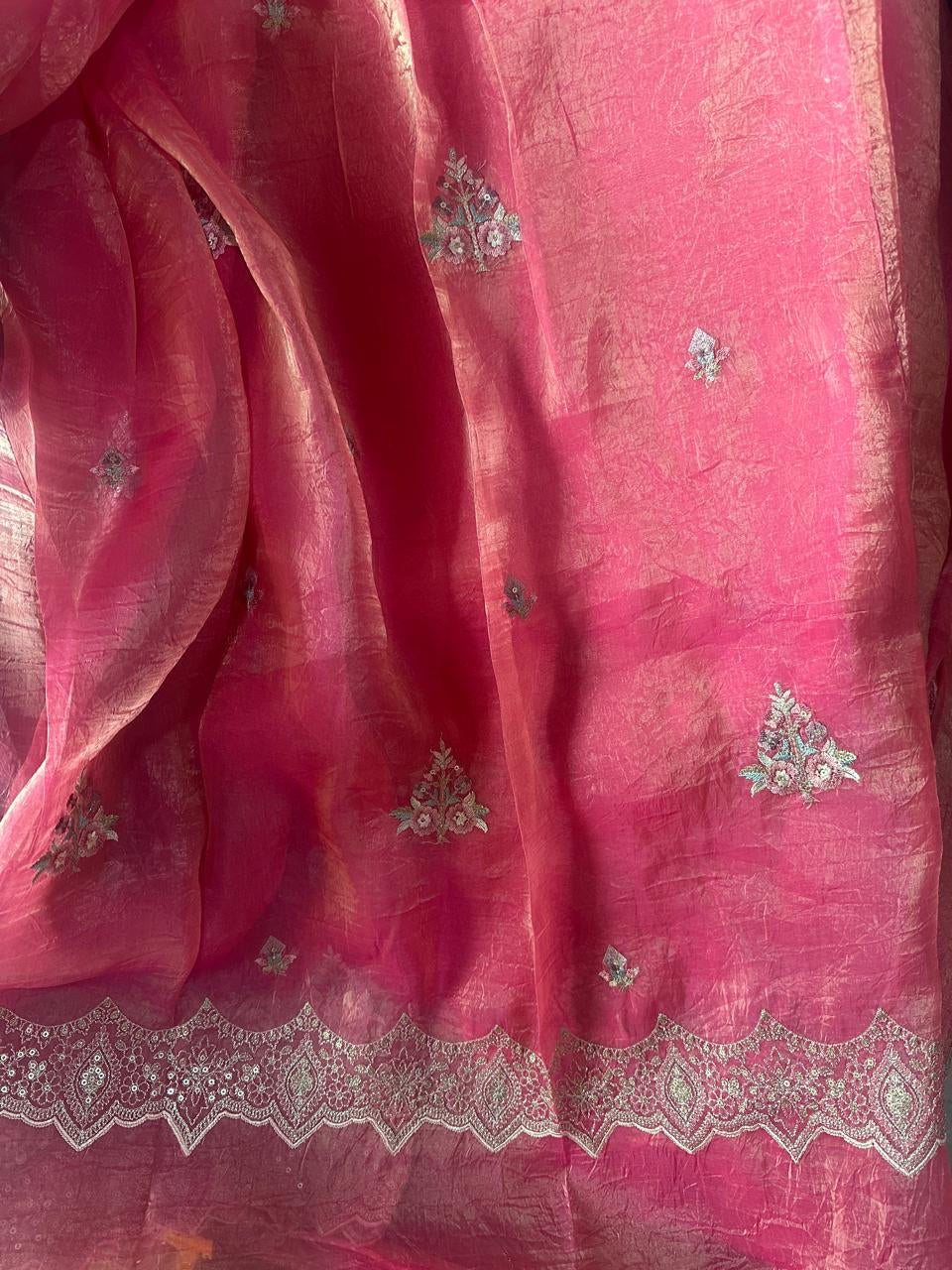 Designer organza crush partywear saree