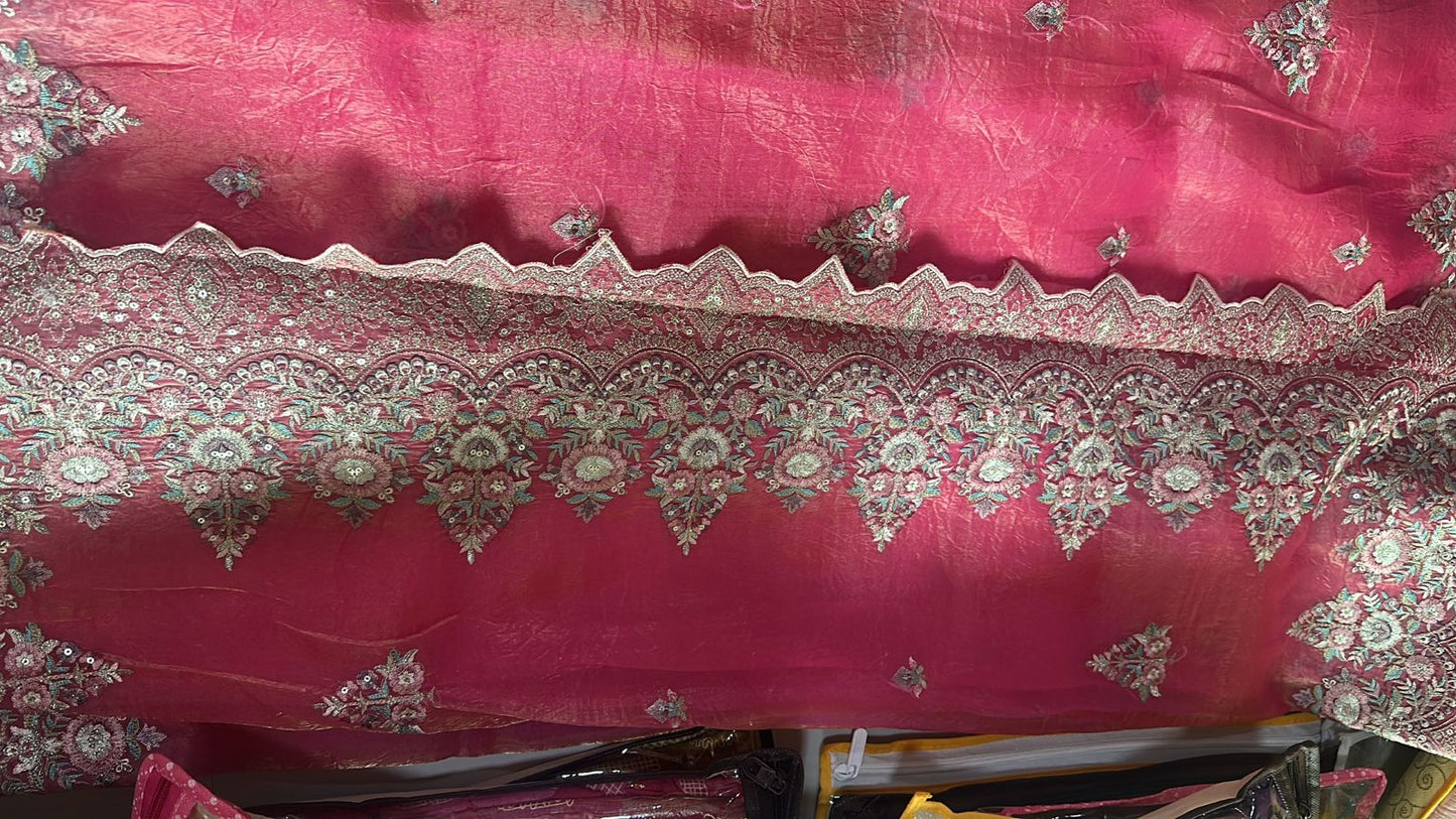 Designer organza crush partywear saree
