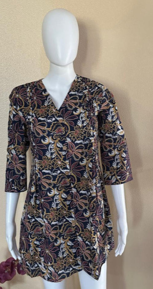 Short Cotton Navy Blue printed Kurti